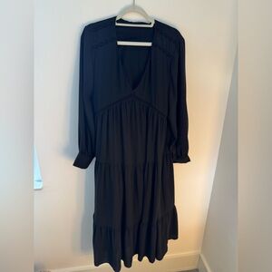 Zara Black V-neck Bishop Sleeve Sundress